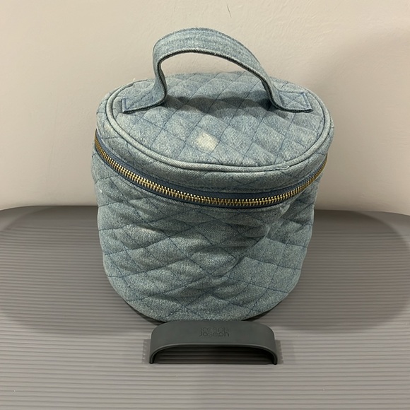 Japanese style make up pouch denim travel with pearl zipper - Picture 3 of 5